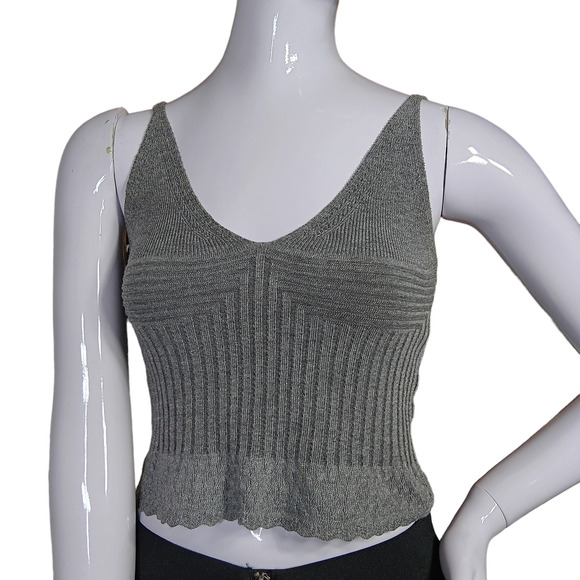 WITH Fine Knit Top Size Small Gray Sleeveless - Picture 2 of 5